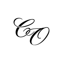 Elegant CO Monogram Logo in Black Script – Luxury Calligraphy Initial Design on White Background