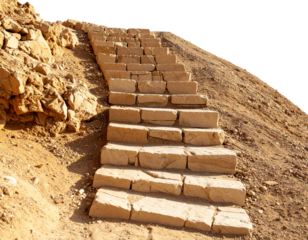 Dry Ridge Trail with Rough Cut Stone Steps Through Desert Terrain
