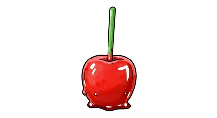 Illustration of a Caramel Apple on White Background