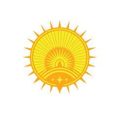Stylized silhouette of sunburst rays in vintage engraving style, perfect for logos and emblems in Adobe Illustrator Artwork