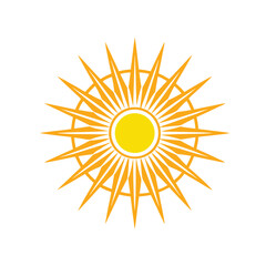 Minimalist  sun with geometric burst rays in radial symmetry, line art style in Adobe Illustrator Artwork