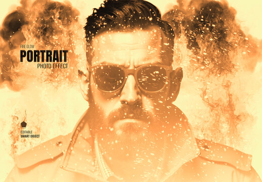Fire Glow Portrait Photo Effect Template