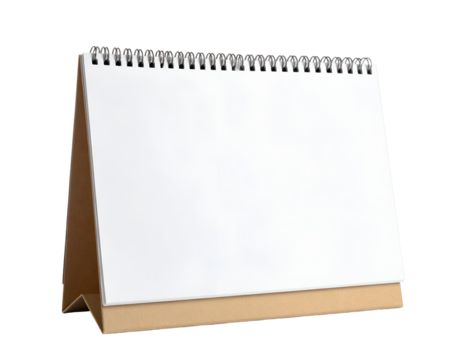 A versatile blank desk calendar with a sturdy cardboard stand offers ample space for custom messages and branding.