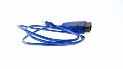 Blue USB cable with clear connectors