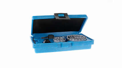 Wire brush set tool kit on white backdrop