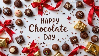 flat lay of assorted gourmet chocolates in various shapes and textures such as truffles, squares