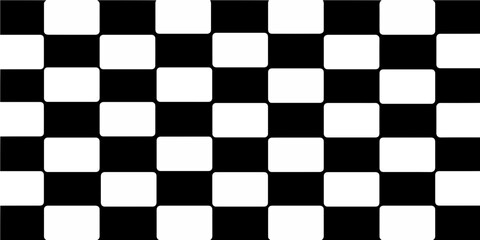 Obraz premium Black and White Geometric Checkerboard Pattern with Rounded Rectangles