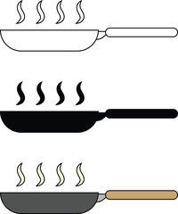 Frying pan icon in lined isolated and colored style. Frying pan symbol. Vector illustration