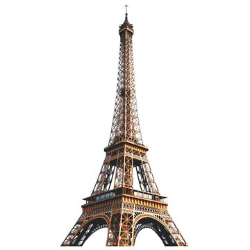 The Eiffel Tower isolated on white background, png