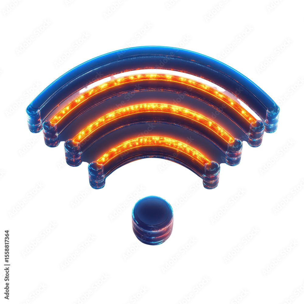 Fototapete glowing wifi icon connection internet network wireless signal technology on transparent background