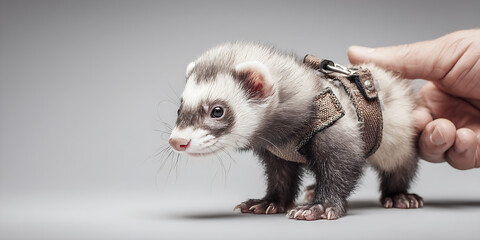 Bending to Harness Ferret, Calm Indoor Scene