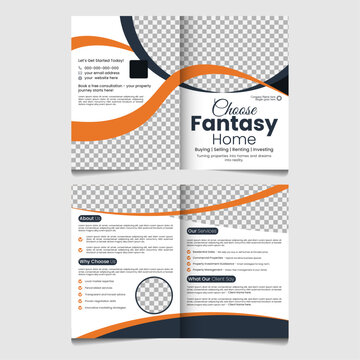 Modern Bifold brochure design for real estate business marketing and company growth