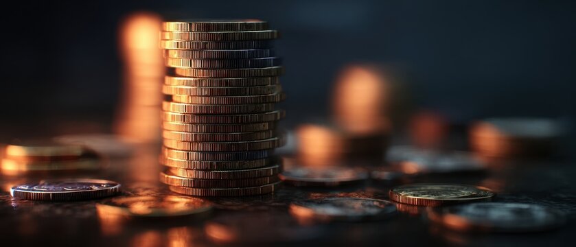 The stack of gold coins symbolizing wealth and financial success.