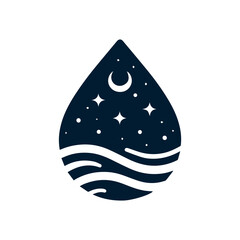 Tribal water droplet design in dark blue