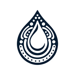 Tribal water droplet design in dark blue