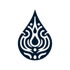 Tribal water droplet design in dark blue