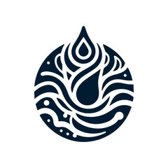 Tribal water droplet design in dark blue
