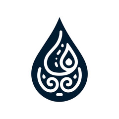 Tribal water droplet design in dark blue