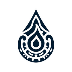 Tribal water droplet design in dark blue