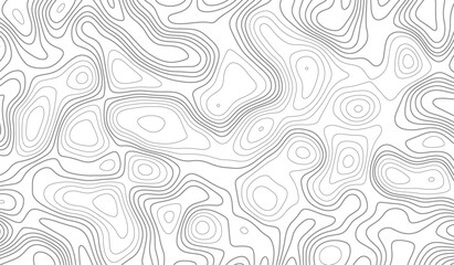 Contour map background. Vector geography scheme and terrain. Light topography grid map. Contour lines. Black and white seamless design. Delightful tileable isolines pattern.