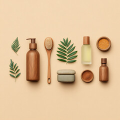 Organic Beauty Items with Soft Shadows and Neutral Background