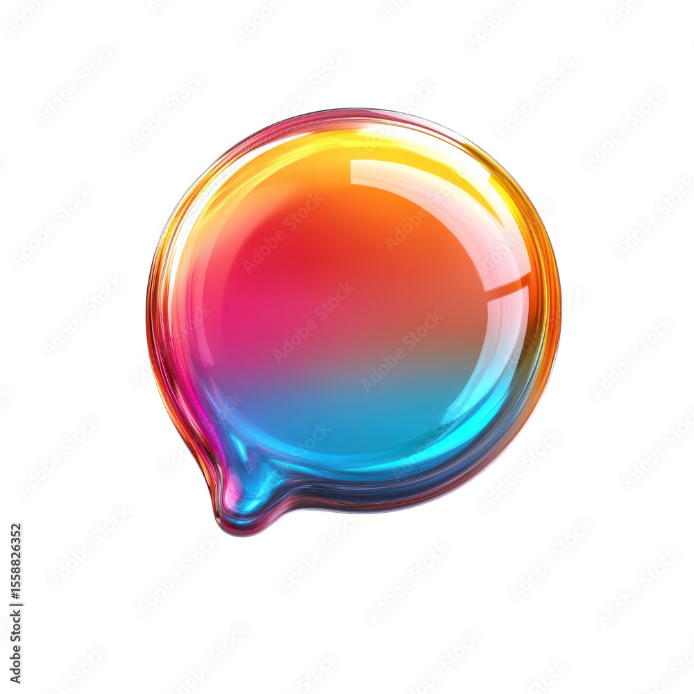 Aufkleber Gradient Bubble with Glossy Reflection Background Texture Colorful on transparent background