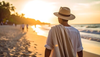 Man on beach at sunset (2)