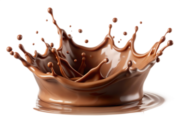 delicious chocolate splash in perfect motion isolated on white background   PNG , AI GENERATED