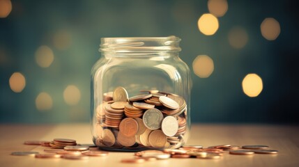 savings jar filled with coins