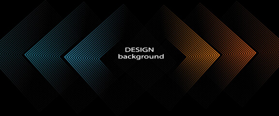 3D orange blue techno abstract background overlap layer on dark space with glowing lines decoration.