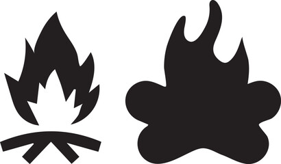A Pair of Flames Contrasting Styles in Vector Art for Fire Designs and Symbolic Representations of Campfires