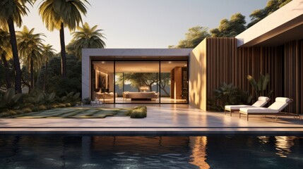 modern luxury villa with infinity pool and tropical landscaping