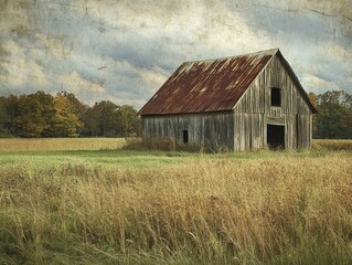 Fototapeta premium Weathered Farmstead: Aged Rustic Structure in the Heart of the Countryside
