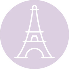 Eiffel Tower White Silhouette on Purple Circle