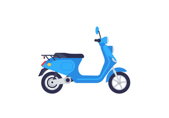 Fototapeta premium Blue moped with rear rack white background