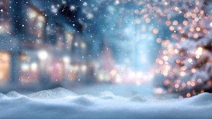Christmas blue background with snow snowflakes falling winter scene festive backdrop holiday theme