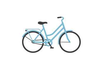 Fototapeta premium Light blue bicycle black tiresseat stands out on white Minimalistic side view