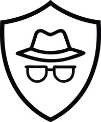 shield with spy icon. incognito