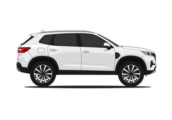 Fototapeta premium White sport utility vehicle featuring dark tinted windows and intricately spoked wheels