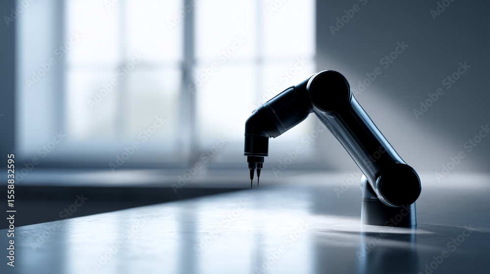 Aufkleber Robotic arm modern cleaning technology sleek metallic futuristic precise efficient workspace innovation automation artificial