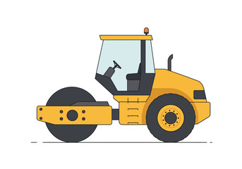 Yellow construction roller on a white background