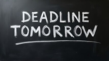 Deadline Tomorrow Chalk Text on Blackboard or Chalkboard