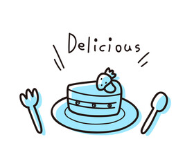 Deliciousなカットケーキ水色イラスト