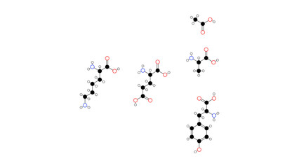 glatiramer acetate molecule, structural chemical formula, ball-and-stick model, isolated image immunomodulatory agent