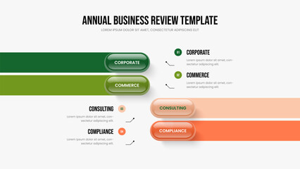 Consulting Analysis 4 Step Diagram Frame Template. Marketing Strategy Four Element Infographic Presentation Layout. Project Launch Slideshow Design Vector Illustration.