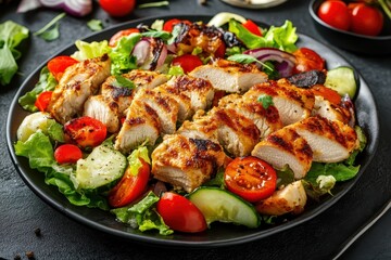 Savory Turkey Salad with Grilled Chicken, Fresh Vegetables, and Crunchy Lettuce