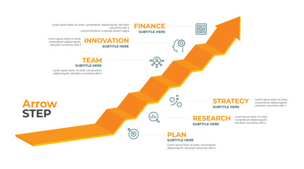 ladder Infographic 6 steps stairs to success growth template. Business process. © aohodesign