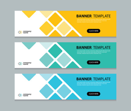 Set abstract horizontal web banner design background template. three color style. Suitable for web and social media ads. Vector illustration file with Space to add pictures.