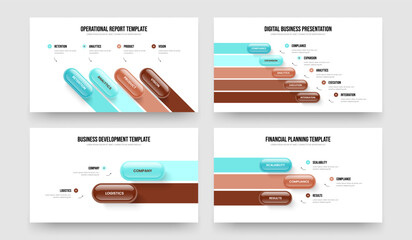 Investor Growth 4 5 2 3 Option Diagram Slide Design Collection. Creative Plan Four Five Two Three Element Infographic Presentation Layout Vector Illustration Set.