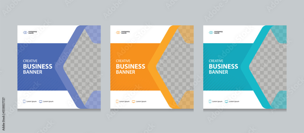 Poster set of editable square business web banner design template background. suitable for social media pos